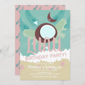 ココナッツルアウ（ハワイ式宴会）トロピカルバースデーパーティー 招待状 (正面/裏面)