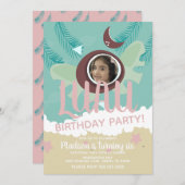 ココナッツルアウ(ハワイ式宴会)フォトトロピカルバースデーパーティー 招待状 (正面/裏面)