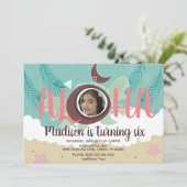 ココナッツルアウ（ハワイ式宴会）フォトトロピカルビーチバースデーパーティー 招待状 (スタンド正面)