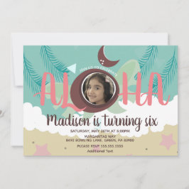 ココナッツルアウ（ハワイ式宴会）フォトトロピカルビーチバースデーパーティー 招待状