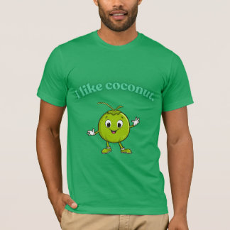 ココナッツ大好き - かわいいココナッツのキャラクターTシャツ Tシャツ