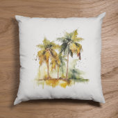 ココナッツ水彩熱帯地方の緑のヤシの木 クッション