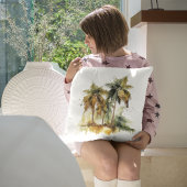 ココナッツ水彩熱帯地方の緑のヤシの木 クッション