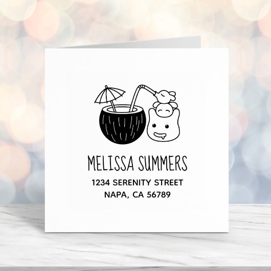 ココナッツ間抜けドリンクアドレスを持つブロブの生き物 セルフインキングスタンプ