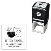 ココナッツ間抜けドリンクアドレスを持つブロブの生き物 セルフインキングスタンプ (インサイチュ)