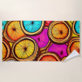 ココナッツ鮮やかスライス抽象デザイン ビーチタオル (正面)