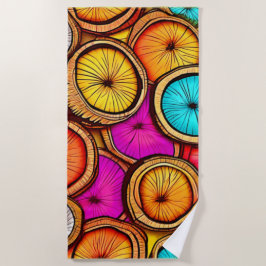 ココナッツ鮮やかスライス抽象デザイン ビーチタオル