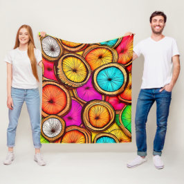 ココナッツ鮮やかスライス抽象デザイン フリースブランケット