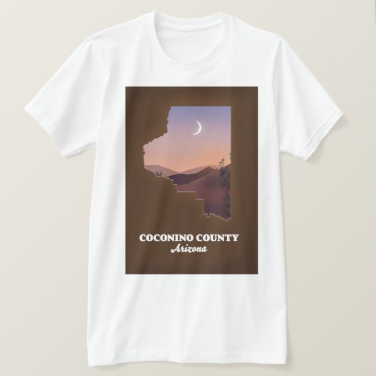 ココニノ郡 アリゾナ州地図 Tシャツ (デザイン正面)