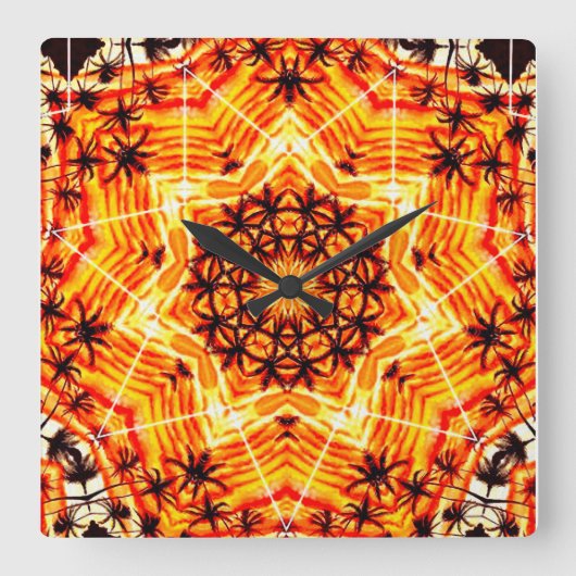 ココパームスター スクエア壁時計 (正面)