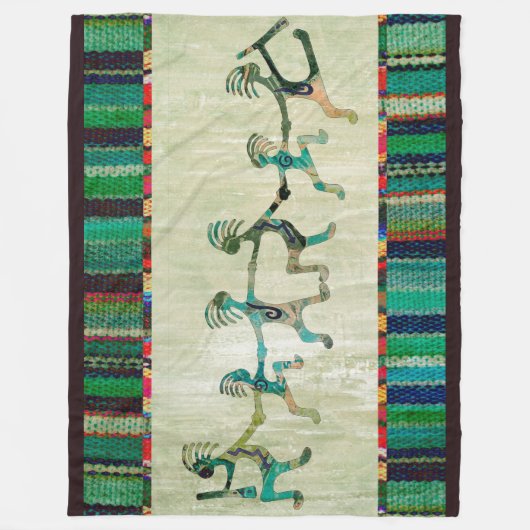 ココペリおもしろいファミリー+アイディア フリースブランケット (正面)