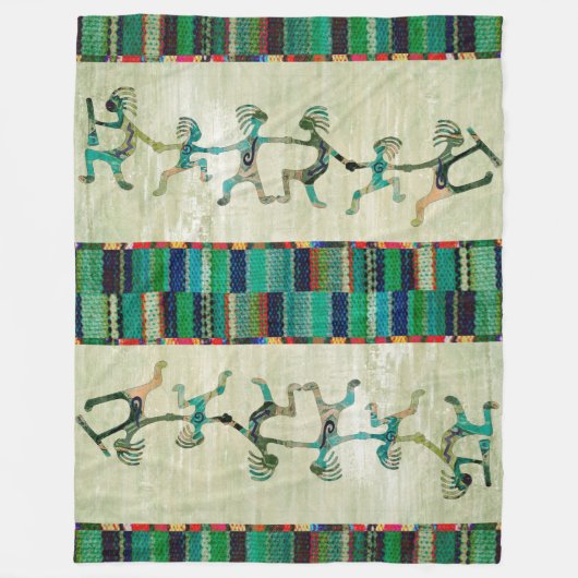 ココペリおもしろいファミリー+アイディア フリースブランケット (正面)