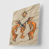 ココペリとサボテンの正方形の壁時計 スクエア壁時計 (傾斜)