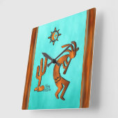 ココペリとサボテン スクエア壁時計 (傾斜)