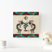 ココペリとサボテン スクエア壁時計 (ホーム)