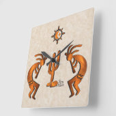 ココペリとサボテン スクエア壁時計 (傾斜)