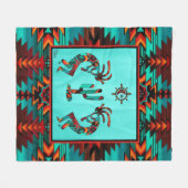 ココペリとサボテン フリースブランケット (正面(横))