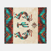 ココペリとサボテン フリースブランケット (正面(横))