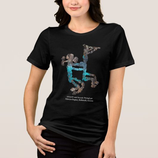 ココペリと女性のペトログリフ トライブレンドＴシャツ (正面)