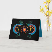 ココペリとSun Southwest Black Greeting Card カード (黄色い花)