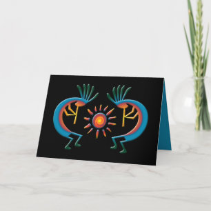 ココペリとSun Southwest Black Greeting Card カード