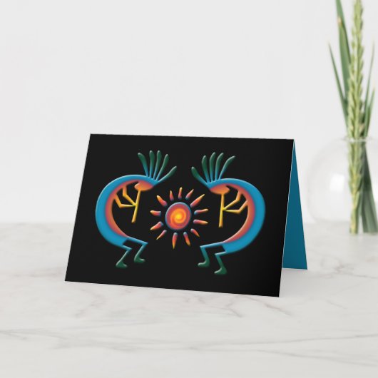 ココペリとSun Southwest Black Greeting Card カード (正面)