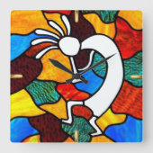 ココペリのステンドグラス スクエア壁時計 (正面)