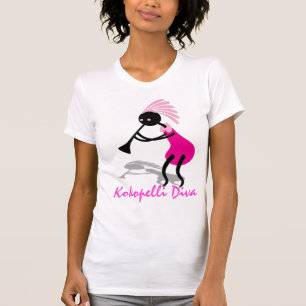 ココペリのピンクの花型女性歌手のTシャツ Tシャツ