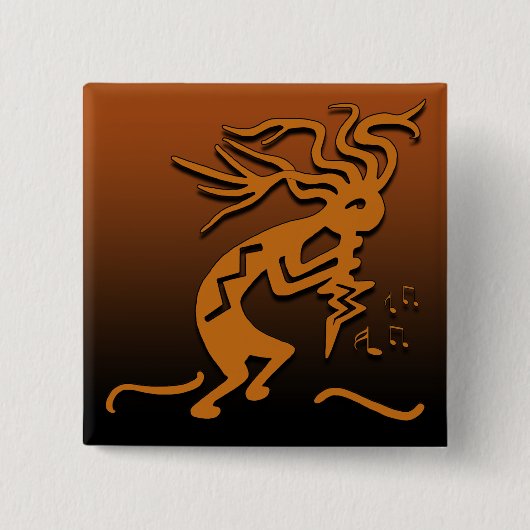 ココペリのミュージシャンを演じる右の表面仕上げのフルート 缶バッジ (正面)