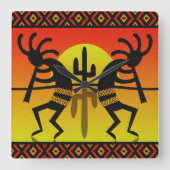 ココペリの南西サボテンの種族のデザイン スクエア壁時計 (正面)