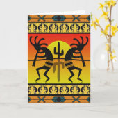 ココペリを踊る南西デザイン カード (黄色い花)