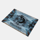 ココペリサウスウェスト砂漠モザイクブルー ドアマット (アングル)