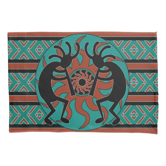 ココペリ南西デザインターコイズ 枕カバー (正面)