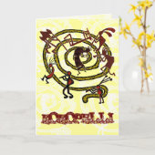 ココペリ及び螺線形-挨拶状#1 カード (黄色い花)