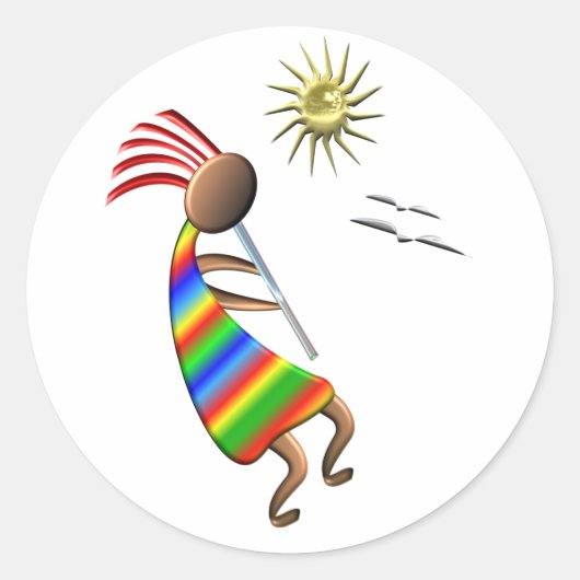 ココペリ日曜日および鳥 ラウンドシール (正面)