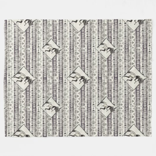 ココペリ-先住民アメリカのシームレスパターン1 フリースブランケット (正面(横))