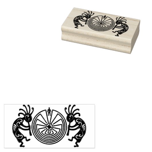 ココペリ/迷路の男の金ゴールド+あなたのアイディア ラバースタンプ (押印)