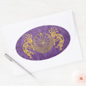 ココペリ/迷路の男の金ゴールド+あなたのアイディア 楕円形シール (封筒)