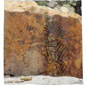 ココペリSaxaphoneプレーヤーの岩石彫刻 シャワーカーテン (正面)