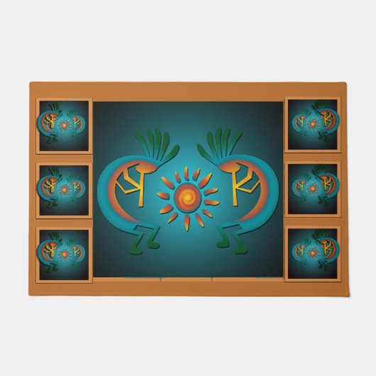 ココペリwithサンティール（緑がかった色）デザイン3 ドアマット (正面)