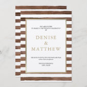 ココモカ ウォーターカラーストライプ & ゴールドレタリング 招待状 (正面/裏面)