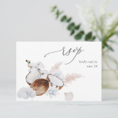 ココモダンコナッツコーラル&ホワイトフローラと食事RSVPカード 出欠カード (スタンド正面)