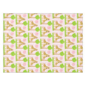 ココヤシのキリンおよび明るいピンクの綿のテーブルクロス テーブルクロス (正面(横))