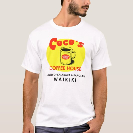 ココヤシの喫茶店のWaikikiのヴィンテージスタイルのワイシャツ Tシャツ (正面)