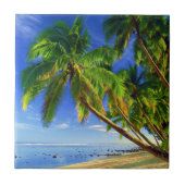 ココヤシの木の木のサンディの熱帯島のビーチ タイル (正面)