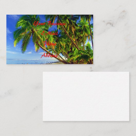 ココヤシの木の木のサンディの熱帯島のビーチ 名刺 (正面/裏面)