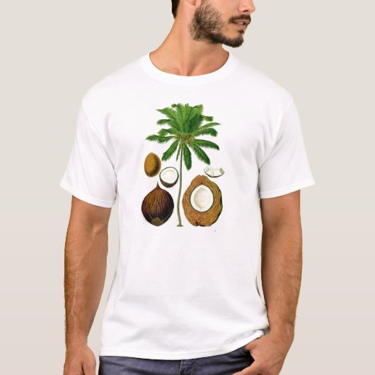 ココヤシの木の植物のイラストレーション Tシャツ (正面)