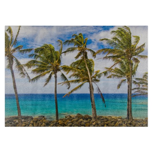 ココヤシ(Cocos nucifera)が揺れている カッティングボード (正面)