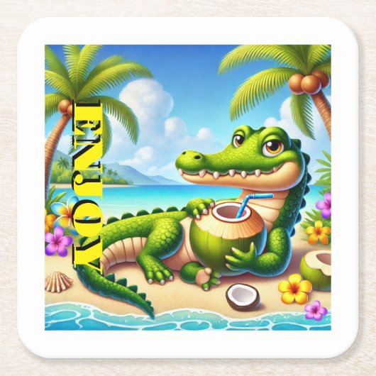 ココ水付ココドリロ スクエアペーパーコースター (正面)