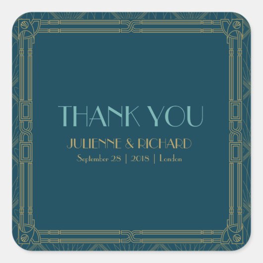 ココ |アールデコ結婚スタイル「ありがとう」 スクエアシール (正面)